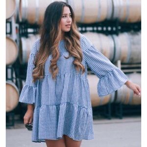 Zara Blue Gingham Dress size M